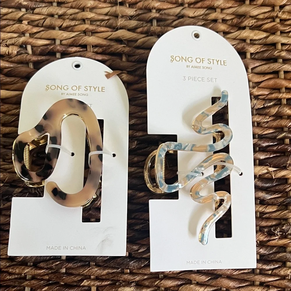 Song of Style Blue and Cream and Tan and Brown  Hair Clip Set